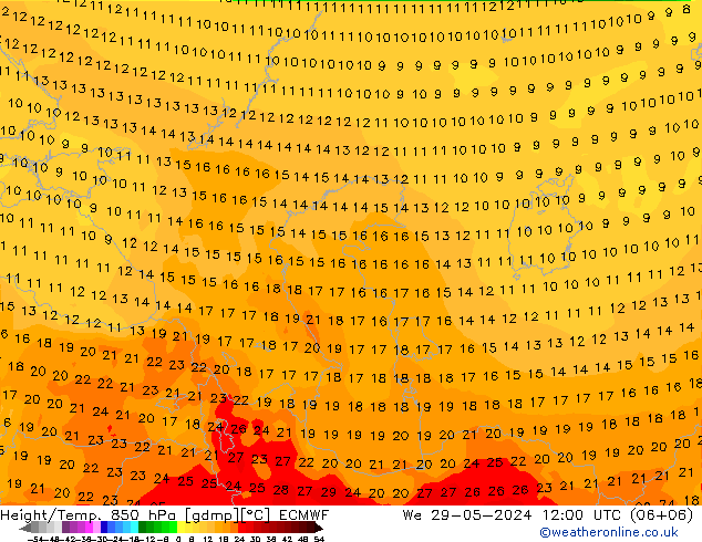 Z500/Rain (+SLP)/Z850 ECMWF St 29.05.2024 12 UTC