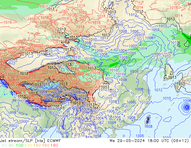 Corrente a getto ECMWF mer 29.05.2024 18 UTC