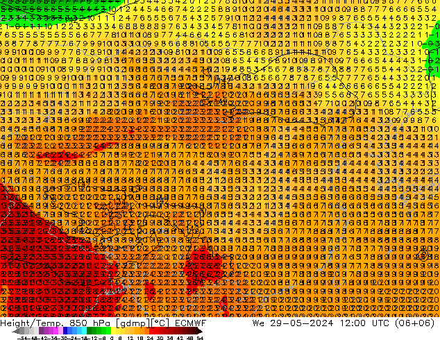 Z500/Rain (+SLP)/Z850 ECMWF 星期三 29.05.2024 12 UTC