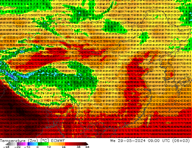 温度图 ECMWF 星期三 29.05.2024 09 UTC