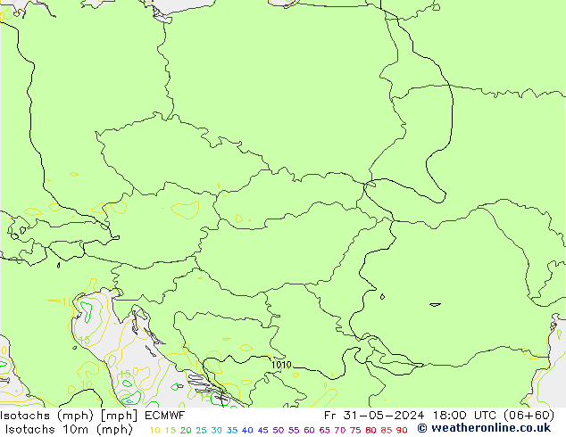 Izotacha (mph) ECMWF pt. 31.05.2024 18 UTC