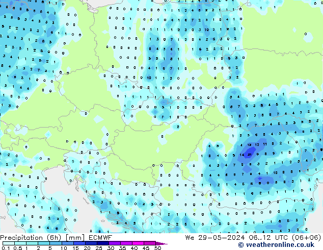 Z500/Yağmur (+YB)/Z850 ECMWF Çar 29.05.2024 12 UTC