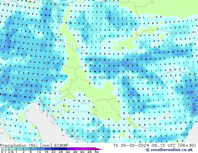 Z500/Rain (+SLP)/Z850 ECMWF Qui 30.05.2024 12 UTC