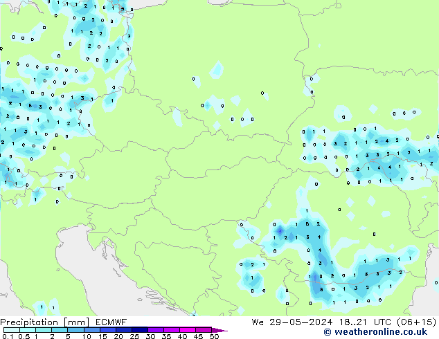 Precipitation ECMWF We 29.05.2024 21 UTC