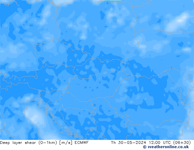 Deep layer shear (0-1km) ECMWF Per 30.05.2024 12 UTC