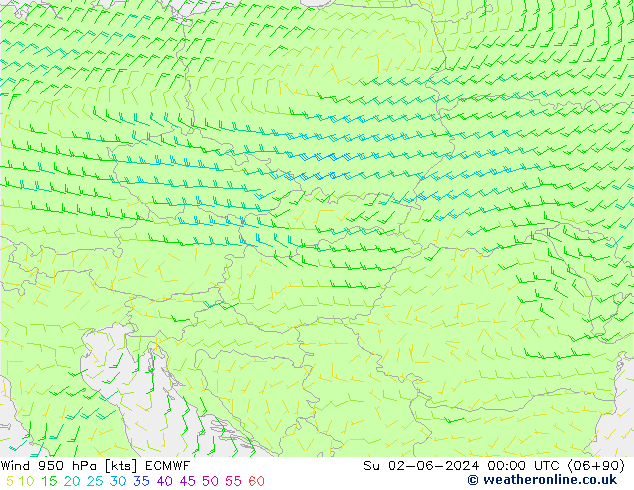 Vent 950 hPa ECMWF dim 02.06.2024 00 UTC