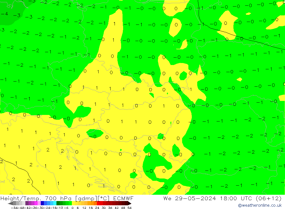 Géop./Temp. 700 hPa ECMWF mer 29.05.2024 18 UTC