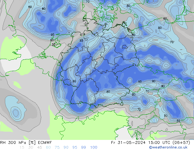 RH 300 hPa ECMWF ven 31.05.2024 15 UTC