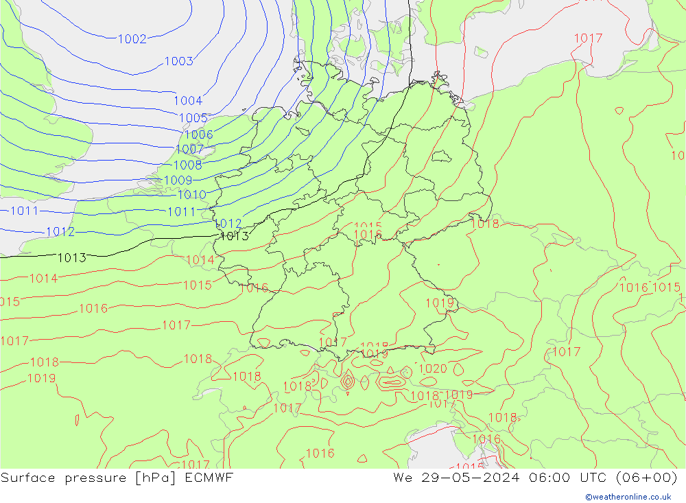 приземное давление ECMWF ср 29.05.2024 06 UTC