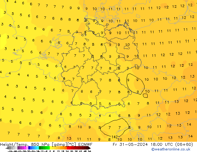 Z500/Rain (+SLP)/Z850 ECMWF ven 31.05.2024 18 UTC