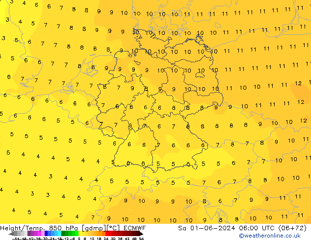 Z500/Rain (+SLP)/Z850 ECMWF so. 01.06.2024 06 UTC