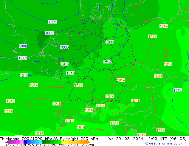 Thck 700-1000 hPa ECMWF  29.05.2024 12 UTC