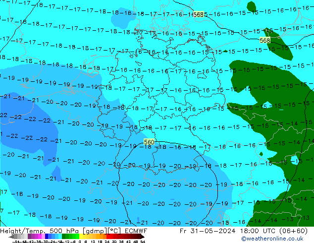 Height/Temp. 500 hPa ECMWF  31.05.2024 18 UTC