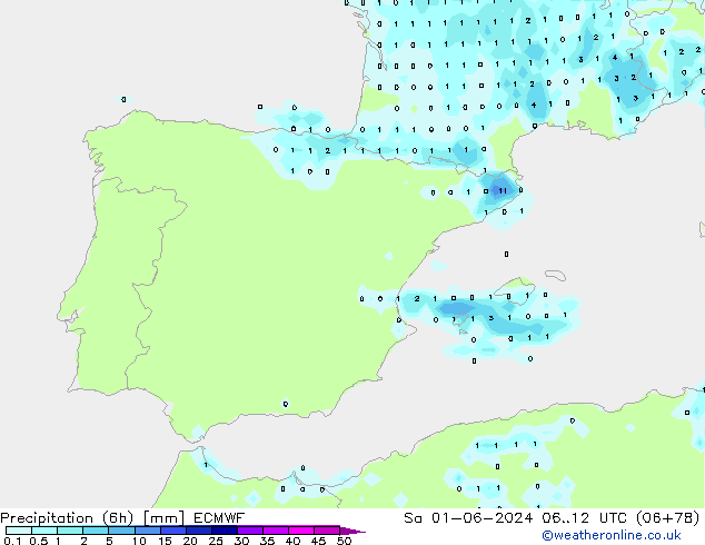 Nied. akkumuliert (6Std) ECMWF Sa 01.06.2024 12 UTC