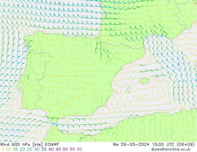 Rüzgar 900 hPa ECMWF Çar 29.05.2024 15 UTC