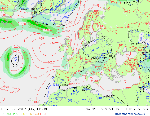 Jet stream ECMWF Sáb 01.06.2024 12 UTC