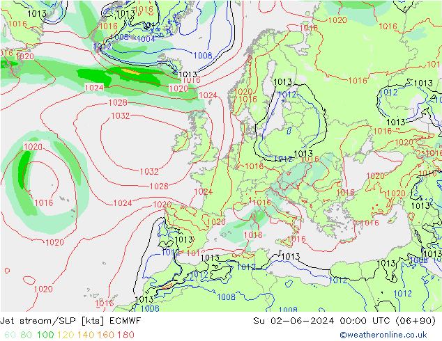 Jet stream/SLP ECMWF Su 02.06.2024 00 UTC