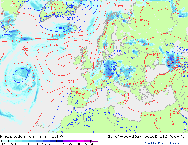 Z500/Rain (+SLP)/Z850 ECMWF sab 01.06.2024 06 UTC