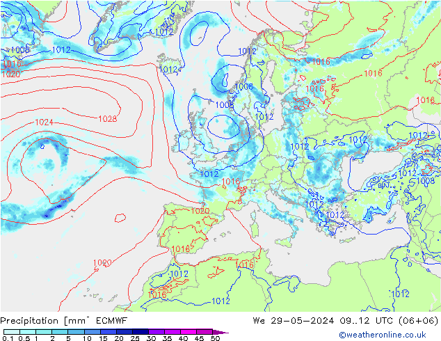 осадки ECMWF ср 29.05.2024 12 UTC