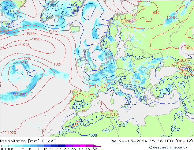 Niederschlag ECMWF Mi 29.05.2024 18 UTC