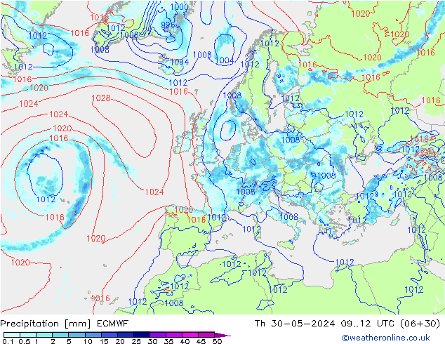 Niederschlag ECMWF Do 30.05.2024 12 UTC