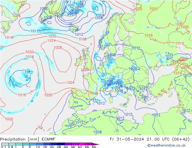 Precipitation ECMWF Fr 31.05.2024 00 UTC