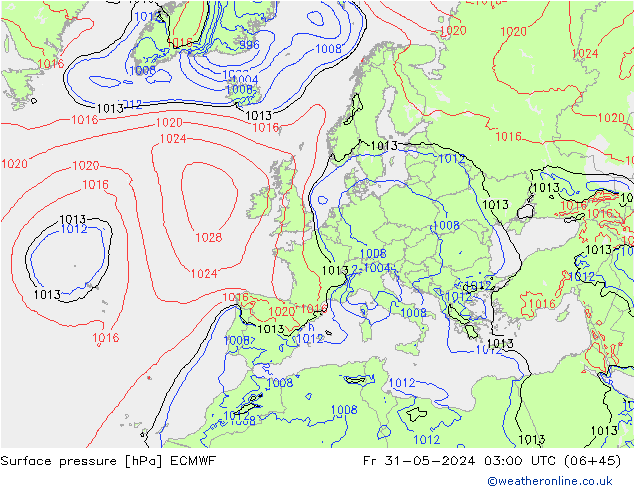 Surface pressure ECMWF Fr 31.05.2024 03 UTC