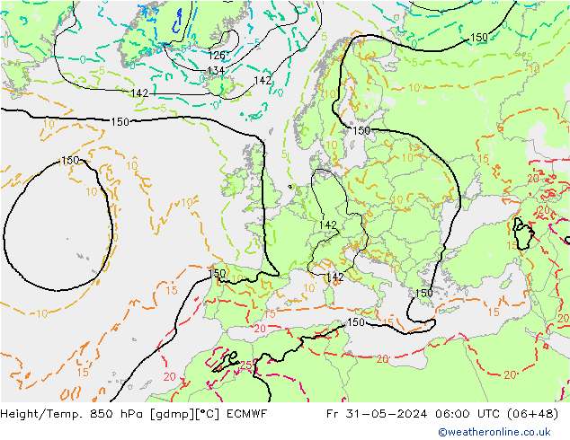 Height/Temp. 850 hPa ECMWF Fr 31.05.2024 06 UTC