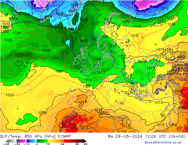 SLP/Temp. 850 hPa ECMWF We 29.05.2024 12 UTC