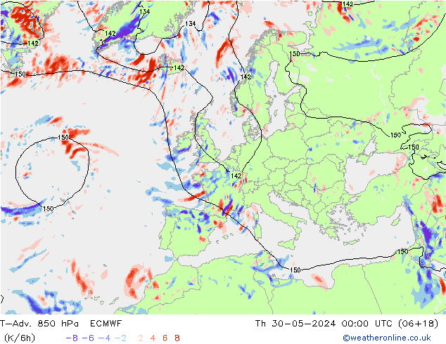 T-Adv. 850 hPa ECMWF Per 30.05.2024 00 UTC