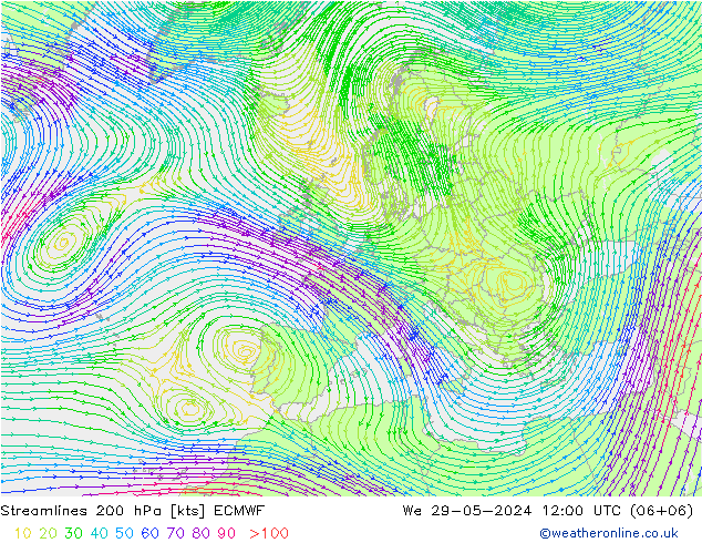 ветер 200 гПа ECMWF ср 29.05.2024 12 UTC