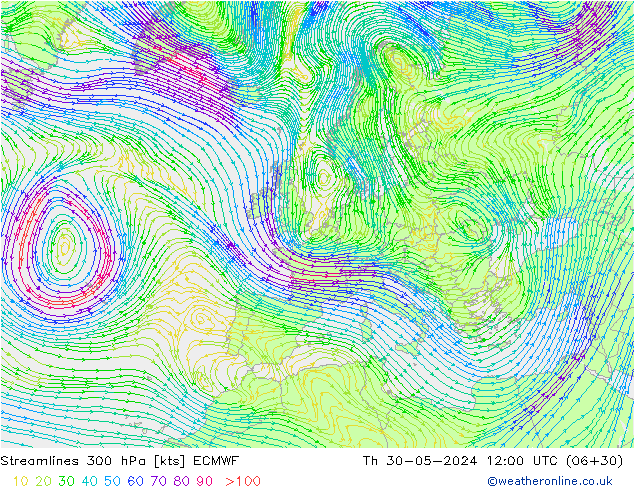 Rüzgar 300 hPa ECMWF Per 30.05.2024 12 UTC