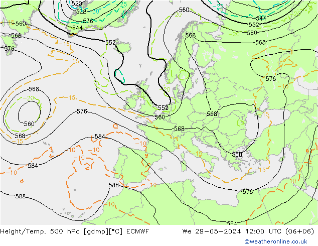 Height/Temp. 500 hPa ECMWF 星期三 29.05.2024 12 UTC