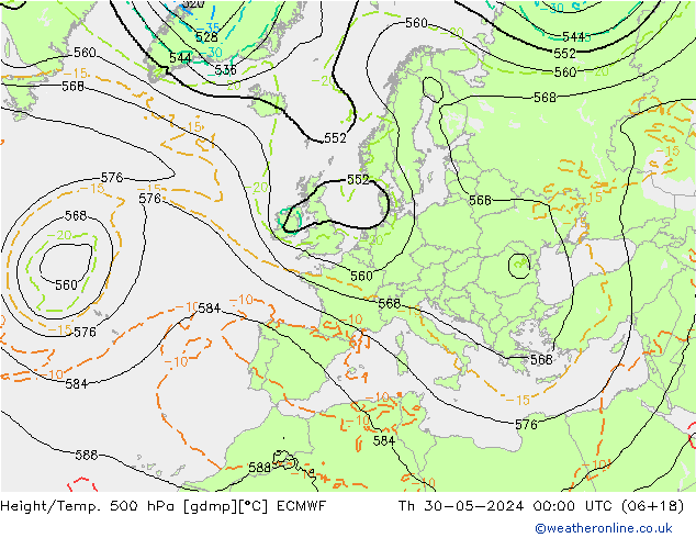 Yükseklik/Sıc. 500 hPa ECMWF Per 30.05.2024 00 UTC