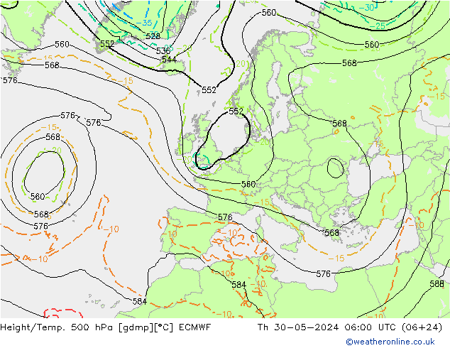 Z500/Rain (+SLP)/Z850 ECMWF jeu 30.05.2024 06 UTC