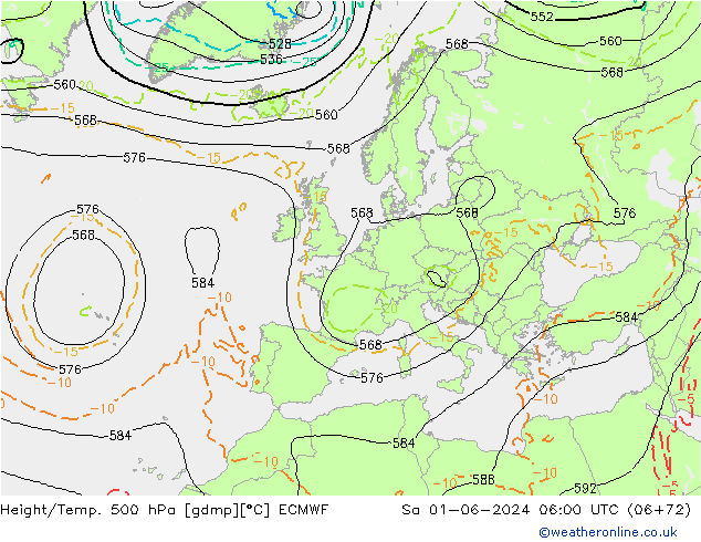Geop./Temp. 500 hPa ECMWF sáb 01.06.2024 06 UTC