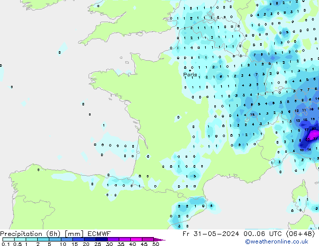 Z500/Rain (+SLP)/Z850 ECMWF Fr 31.05.2024 06 UTC