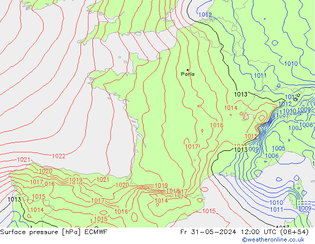 pression de l'air ECMWF ven 31.05.2024 12 UTC