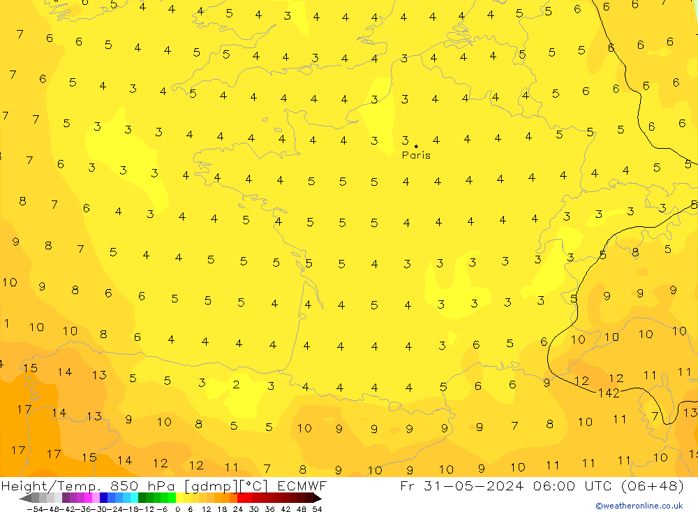 Z500/Rain (+SLP)/Z850 ECMWF Fr 31.05.2024 06 UTC