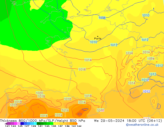 Thck 850-1000 hPa ECMWF  29.05.2024 18 UTC