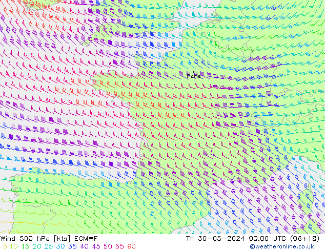 Rüzgar 500 hPa ECMWF Per 30.05.2024 00 UTC