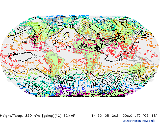 Z500/Rain (+SLP)/Z850 ECMWF Th 30.05.2024 00 UTC