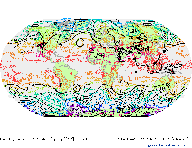 Z500/Rain (+SLP)/Z850 ECMWF czw. 30.05.2024 06 UTC