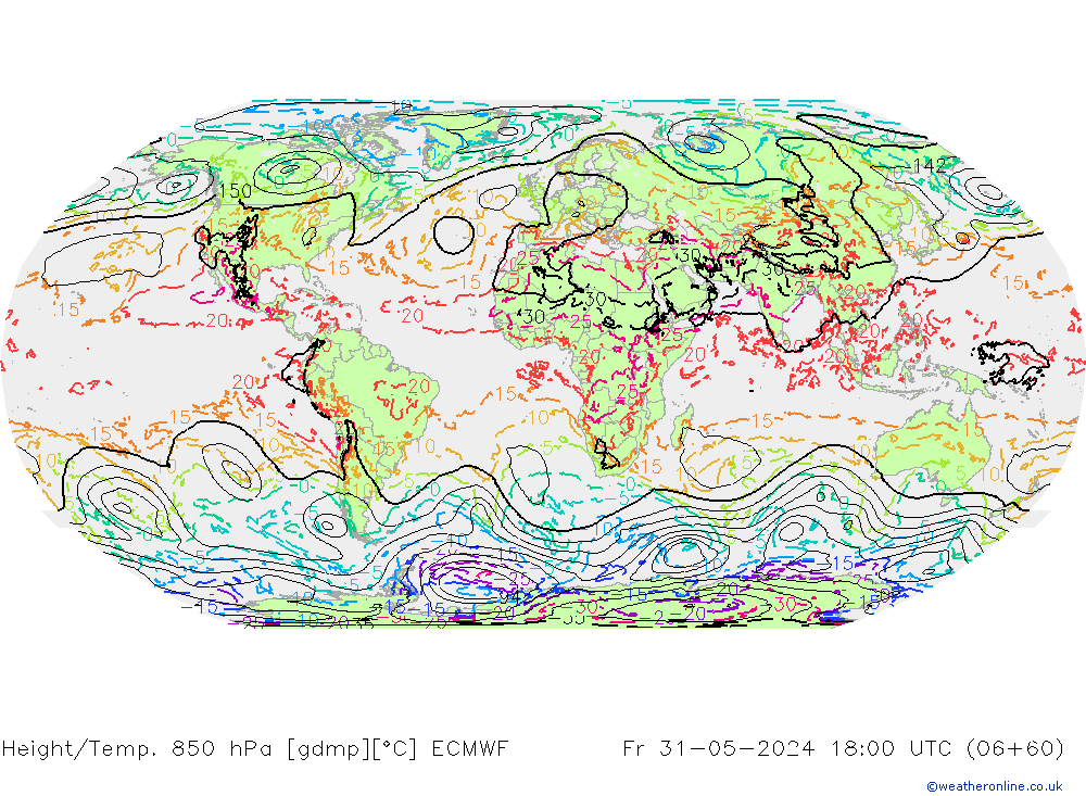 Yükseklik/Sıc. 850 hPa ECMWF Cu 31.05.2024 18 UTC