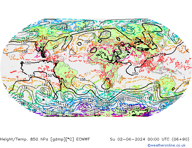 Height/Temp. 850 hPa ECMWF nie. 02.06.2024 00 UTC