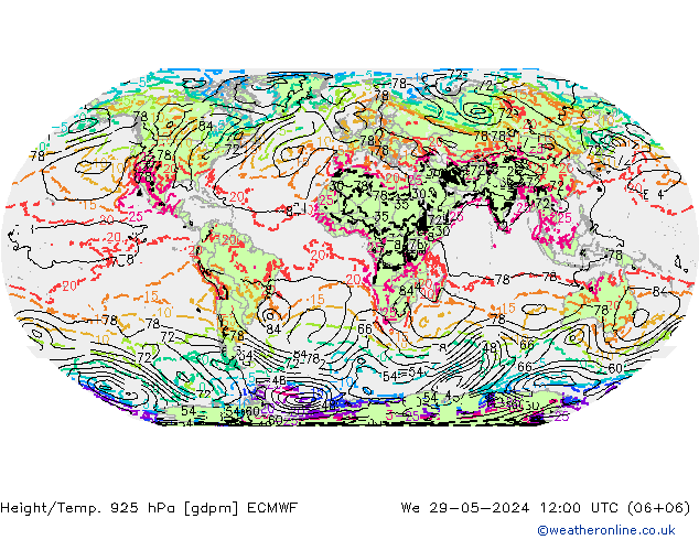 Height/Temp. 925 гПа ECMWF ср 29.05.2024 12 UTC