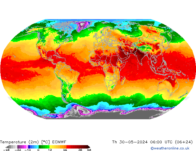 Temperature (2m) ECMWF Čt 30.05.2024 06 UTC