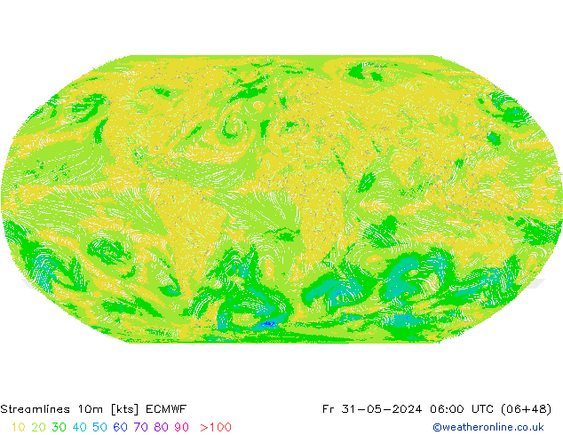 Stromlinien 10m ECMWF Fr 31.05.2024 06 UTC