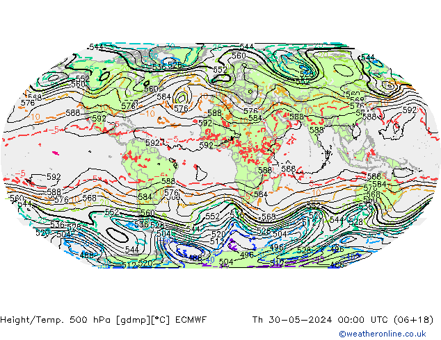 Z500/Rain (+SLP)/Z850 ECMWF Th 30.05.2024 00 UTC