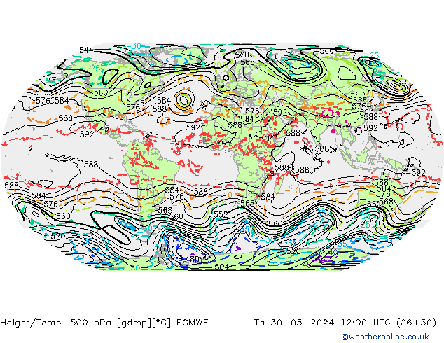 Z500/Regen(+SLP)/Z850 ECMWF do 30.05.2024 12 UTC